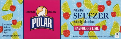 Polar® Raspberry Lime Flavored Seltzer Water Cans Perspective: top