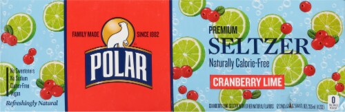 Polar® Cranberry Lime Flavored Seltzer Water Cans Perspective: top