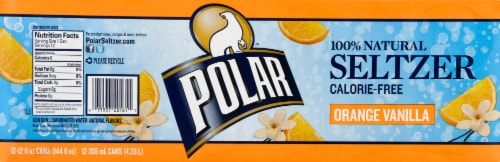 Polar® Orange Vanilla Flavored Seltzer Water Cans Perspective: top