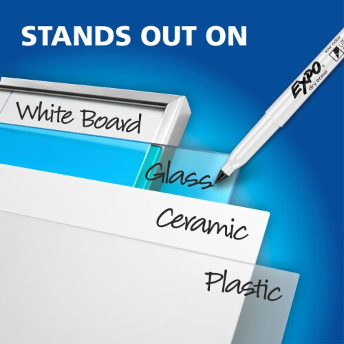 EXPO Dry Erase Markers, Low Odor Ink, Assorted Colors, Ultra Fine Tip, 4 Count Perspective: top