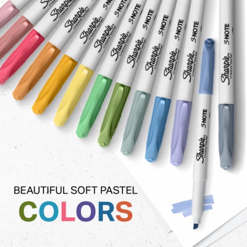 Sharpie® S-Note Creative Markers, Highlighters, Assorted Colors, Chisel Tip, 24 Count Perspective: top