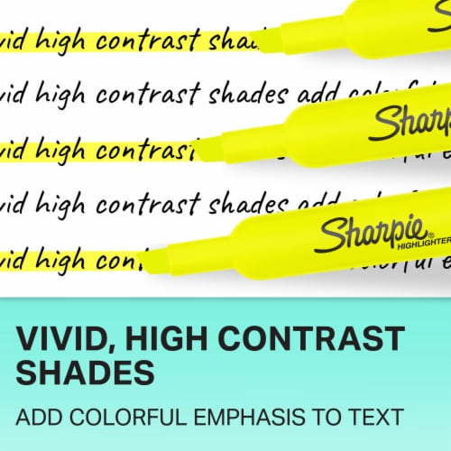 Sharpie® Tank Style Highlighters, Chisel Tip, Fluorescent Yellow, 2 Count Perspective: top
