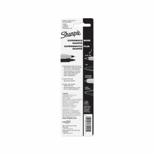 Sharpie® Permanent Markers, Twin Tip, Fine and Ultra Fine Points, Black, 1 Count Perspective: top