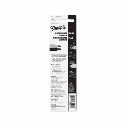 Sharpie® Permanent Markers, Twin Tip, Fine and Ultra Fine Points, Black, 1 Count Perspective: top