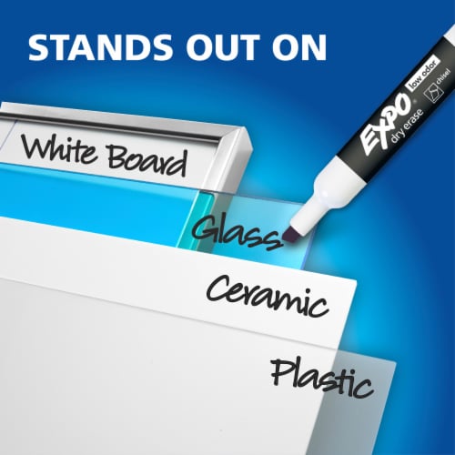 EXPO Dry Erase Markers, Low Odor Ink, Black, Chisel Tip, 4 Count Perspective: top
