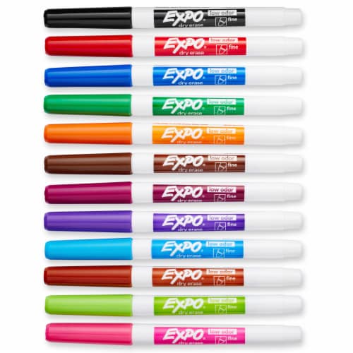 Expo® Low Odor Fine Tip Dry Erase Markers - Assorted Colors Perspective: top