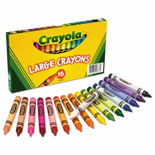 Crayola Large Crayons, Lift Lid Box, 16 Colors/Box 520336 Perspective: top