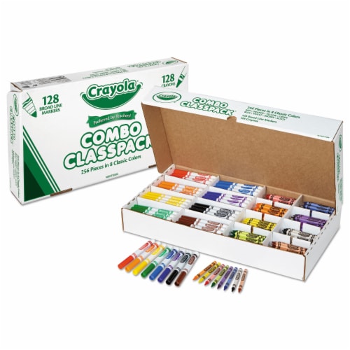 Crayola Crayons and Markers Combo Classpack, Eight Colors, 256/Set 523349 Perspective: top