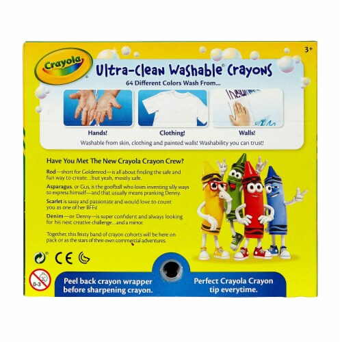 Crayola Crayons w/Built-in Sharpener Washable 64/PK Assorted 523287 Perspective: top