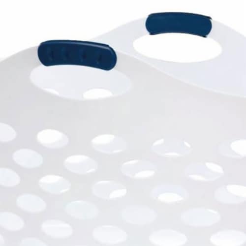 Rubbermaid 1.5 Capacity Flex N Carry Portable Flexible Laundry Basket, White Perspective: top