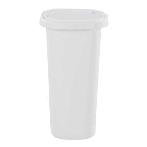 Rubbermaid 13.25 Gallon Rectangular Spring-Top Lid Wastebasket Trash Can, White Perspective: top