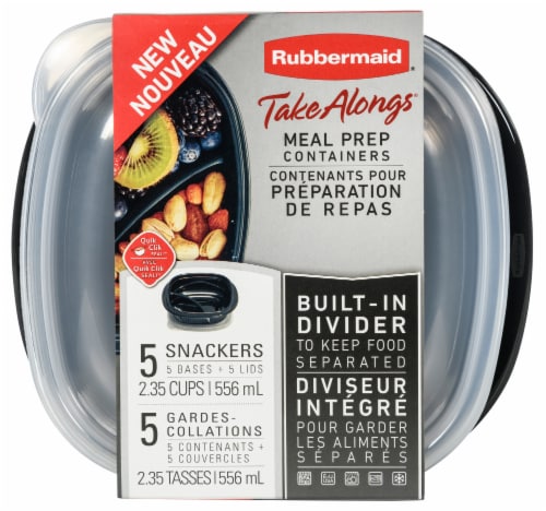 Rubbermaid Food Storage Containers - 5 Pack - Black Perspective: top