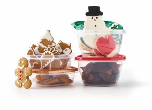 Rubbermaid® Take Alongs Square Holiday Food Storage Containers - Clear/Brown Perspective: top