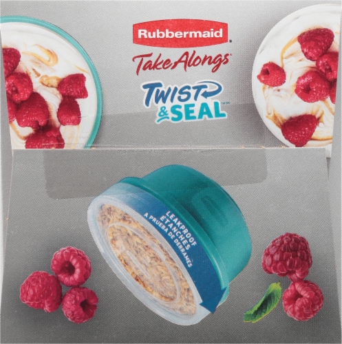 Rubbermaid TakeAlongs Twist & Seal 1.6-Cup Food Storage Containers, Ruby, 3-Pack