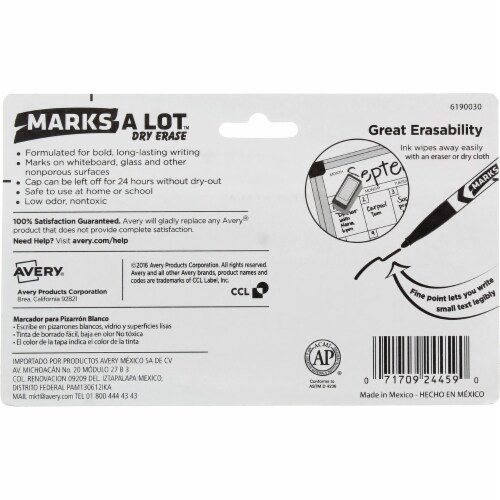 Marks-A-Lot Dry Erase Marker Assorted Colors 24459 Pen-Style Bullet Tip Perspective: top