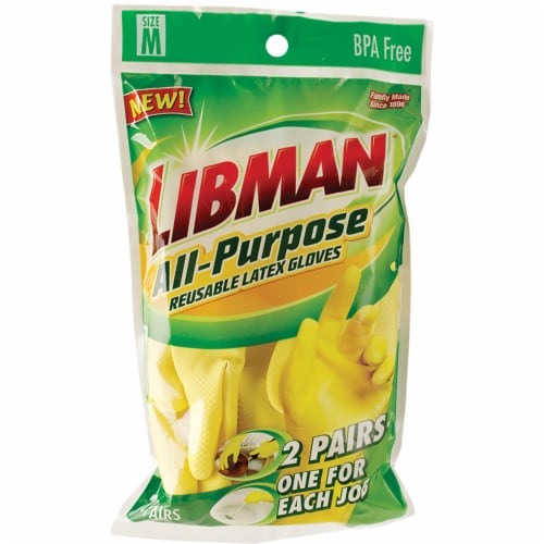 Libman® All-Purpose Latex Gloves - Medium - Yellow Perspective: top