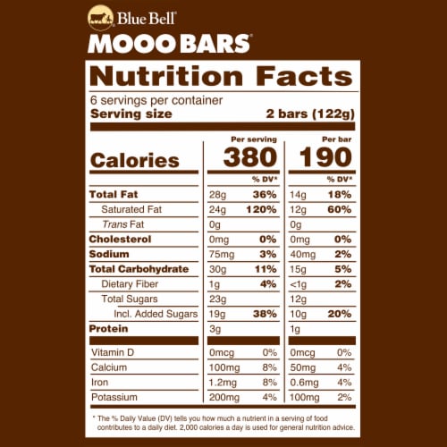 Blue Bell® Mooo Bars® Chocolate Coated Vanilla Frozen Dairy Dessert Bars Perspective: top