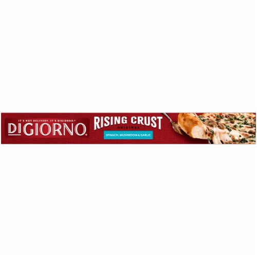 DIGIORNO Spinach Mushroom & Garlic Frozen Pizza on a Rising Crust Perspective: top
