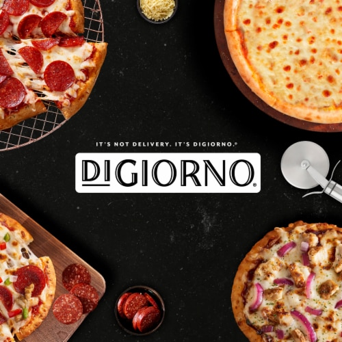 DiGiorno Frozen Pizza Rising Crust Three Meat Pizza Perspective: top