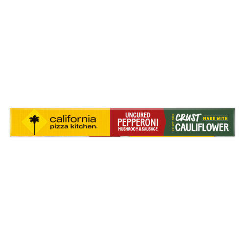 California Pizza Kitchen Cauliflower Crust Uncured Pepperoni Mushroom and Sausage Frozen Pizza Perspective: top