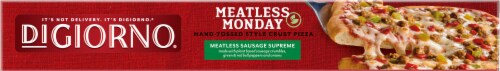 DIGIORNO Meatless Monday Sausage Supreme Frozen Pizza on a Hand-Tossed Style Crust Perspective: top