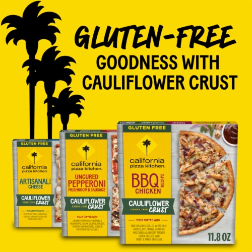 California Pizza Kitchen BBQ Chicken Pizza Cauliflower Crust Gluten Free Frozen Pizza Perspective: top