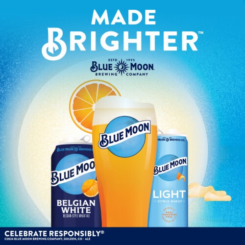 Blue Moon Light Citrus Wheat Craft Beer Perspective: top