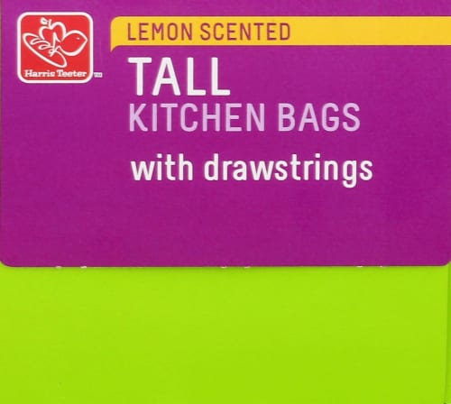 Harris Teeter™ Lemon Scented 13 Gallon Drawstring Kitchen Trash Bags Perspective: top