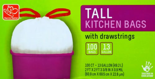 Harris Teeter™ Tall 13 Gallon Drawstring Kitchen Trash Bags Perspective: top