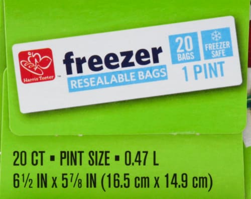 Harris Teeter™ Pint Freezer Resealable Bags Perspective: top