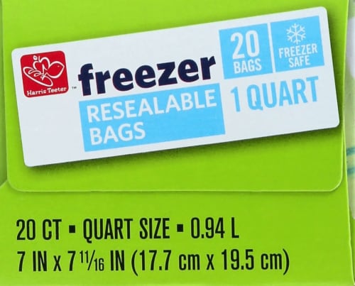 Glad Zipper Freezer Bags, Quart Size 20 bags, 1 - Harris Teeter