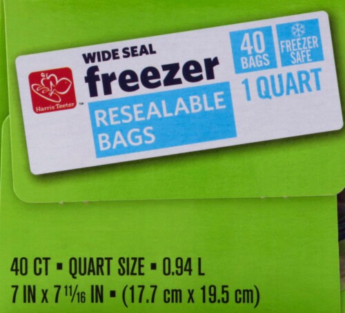 Harris Teeter™ Wide Seal Quart Resealable Freezer Bags Perspective: top
