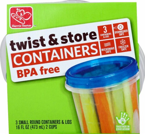 Harris Teeter™ Twist & Store Small Round Containers & Lids - 3 Pack Perspective: top