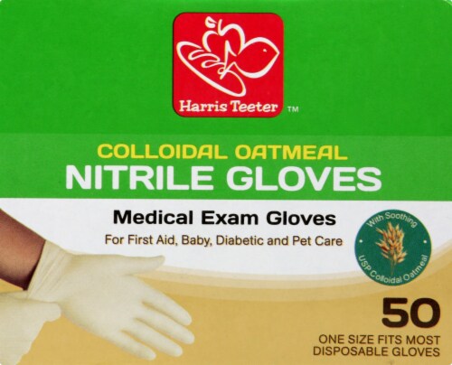 Harris Teeter™ Colloidal Oatmeal Nitrile Disposable Medical Exam Gloves Perspective: top