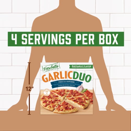 Freschetta Garlic Duo Pepperoni Frozen Pizza Perspective: top