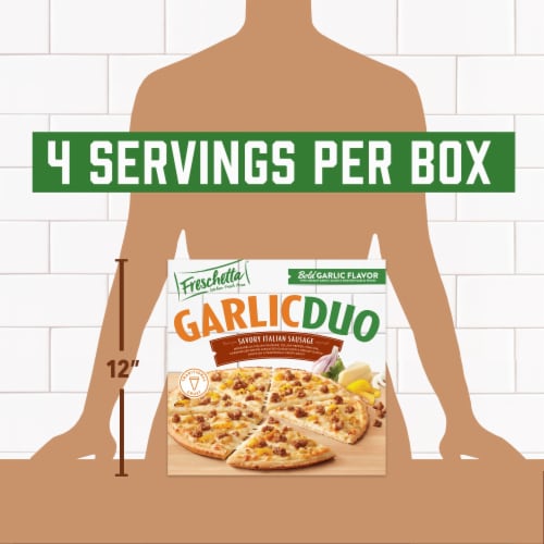 Freschetta Garlic Duo Sausage Frozen Pizza Perspective: top