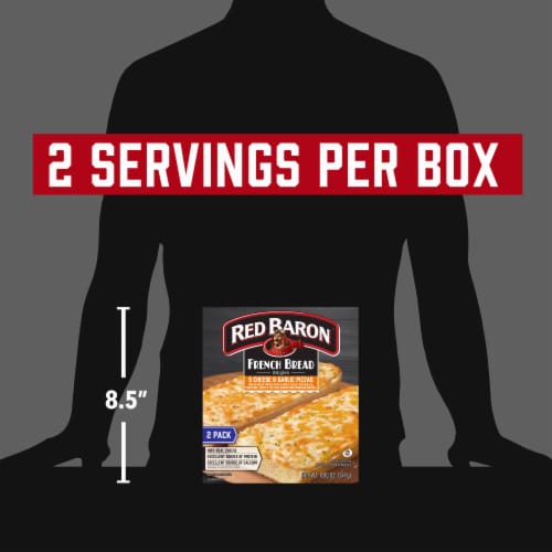 Red Baron Five Cheese and Garlic French Bread Personal Frozen Pizza Perspective: top