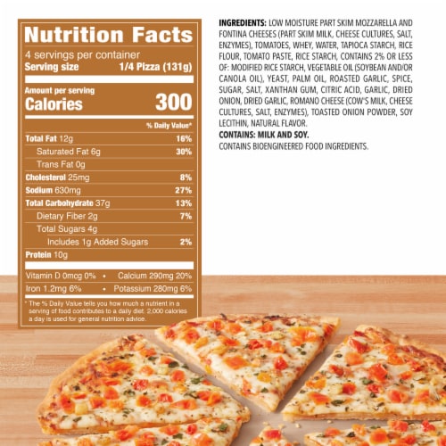 Freschetta Margherita with Roasted Garlic Gluten Free Thin Crust Frozen Pizza Perspective: top