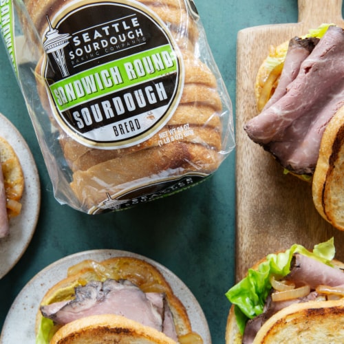 Seattle Sourdough Baking Co. Sandwich Round Sourdough Bread Perspective: top