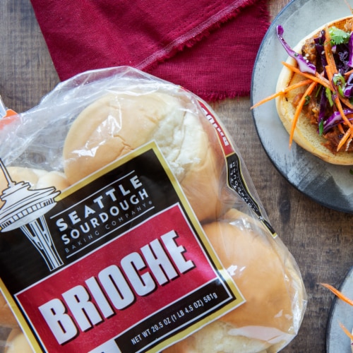 Seattle Sourdough Baking Co. Brioche Hamburger Bun Perspective: top