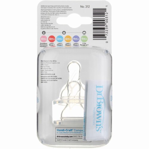 Dr. Brown's Natural Flow Standard Silicone Bottle Nipple, Y-Cut 9m+, 2 Ct Perspective: top