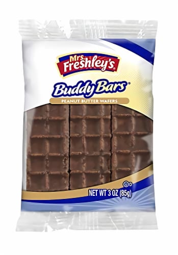 Mrs. Freshley's Buddy Bar Peanut Butter Wafers 3-pack | 8 Count (24 pieces) Perspective: top