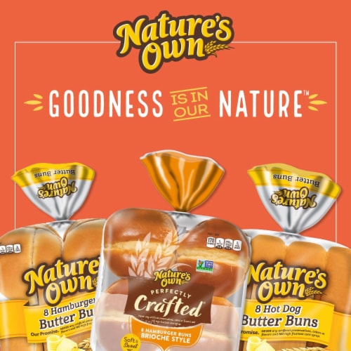 Nature's Own Hot Dog Butter Buns Soft White Bread Hot Dog Buns Perspective: top