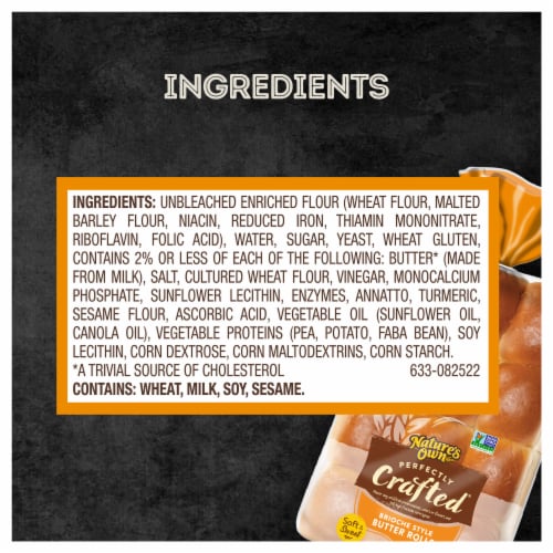 Nature's Own Perfectly Crafted Brioche Style Butter Rolls Non-GMO Dinner Rolls Perspective: top