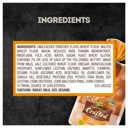 Nature's Own Perfectly Crafted Brioche Style Butter Rolls Non-GMO Dinner Rolls Perspective: top
