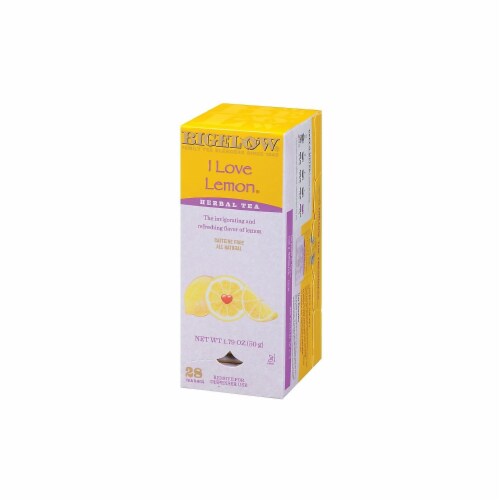 Bigelow I Love Lemon Herbal Tea, 0.06 Oz Tea Bag, 28/box RCB003991 Perspective: top