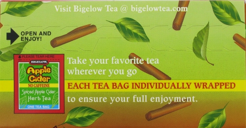 Bigelow Spiced Apple Cider Herb Tea Perspective: top