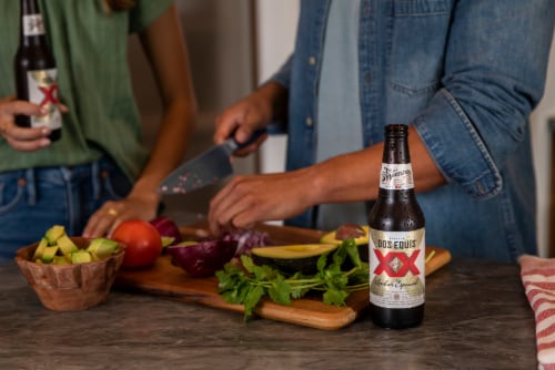 Dos Equis Ambar Mexican Lager Beer Bottles Perspective: top