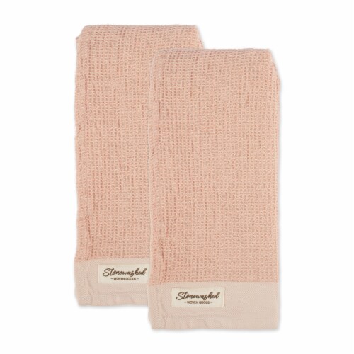 Design Imports CAMZ11675 Pink Quartz Washed Waffle Dishtowel - Set of 2 Perspective: top