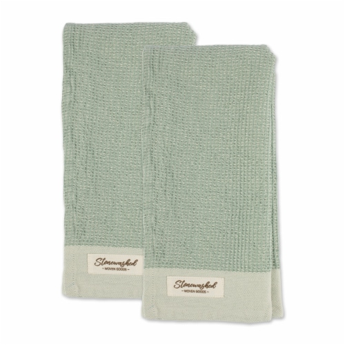 Design Imports CAMZ11678 Jadeite Washed Waffle Dishtowel - Set of 2 Perspective: top